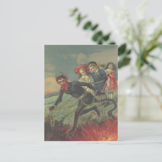 Krampus Kidnapping Kinderen Briefkaart (Staand voorkant)