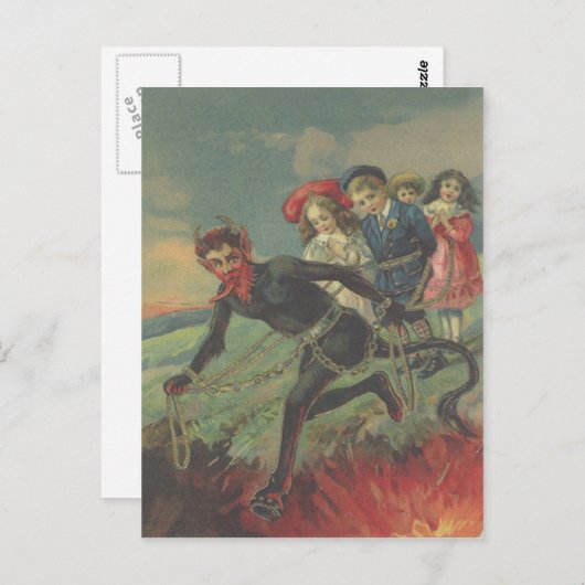 Krampus Kidnapping Kinderen Briefkaart (Voorkant / Achterkant)