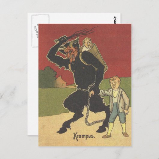 Krampus Kidnapping Kinderen Briefkaart (Voorkant / Achterkant)