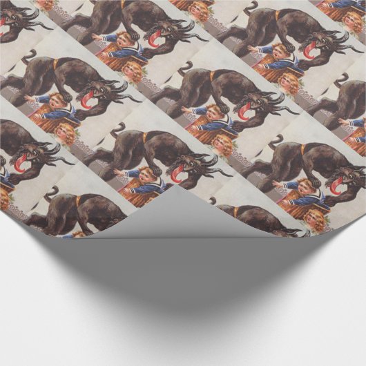 Krampus Kidnapping Kinderen Cadeaupapier (Hoek)