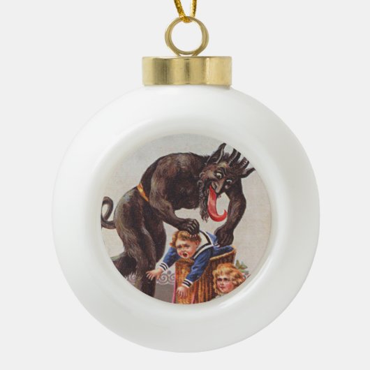 Krampus Kidnapping Kinderen Keramische Bal Ornament (Voorkant)