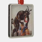 Krampus Kidnapping Kinderen Metalen Ornament (Rechts)
