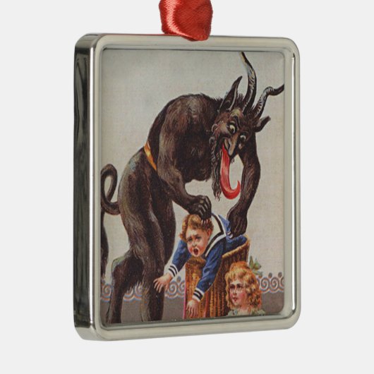 Krampus Kidnapping Kinderen Metalen Ornament (Rechts)