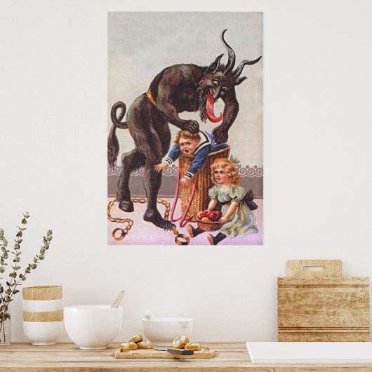 Krampus Kidnapping Kinderen Poster (Keuken)