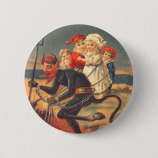 Krampus Kidnapping Kinderen Ronde Button 5,7 Cm (Voorkant)