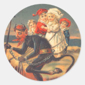 Krampus Kidnapping Kinderen Ronde Sticker (Voorkant)
