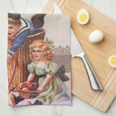 Krampus Kidnapping Kinderen Theedoek (Quarter Fold)