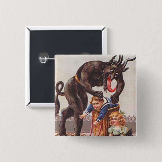 Krampus Kidnapping Kinderen Vierkante Button 5,1 Cm (Voorkant /achterkant)