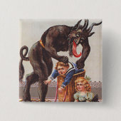 Krampus Kidnapping Kinderen Vierkante Button 5,1 Cm (Voorkant)