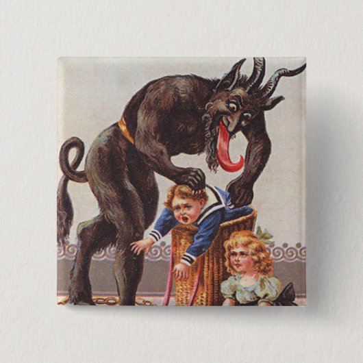 Krampus Kidnapping Kinderen Vierkante Button 5,1 Cm (Voorkant)