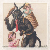 Krampus Kidnaps Girls  feestdag Glazen Onderzetter (Voorkant)