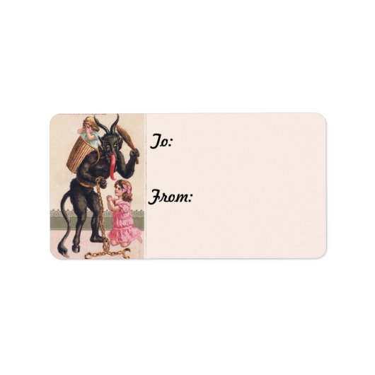 Krampus Kidnaps Kinder Labels met kerstcadeautjes  (Voorkant)