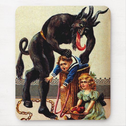 Krampus Kinder in Basket Holiday Christmas Mousepa Muismat (Voorkant)