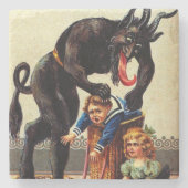 Krampus Kinder in Basket Holiday Xmas Stone Onderz Stenen Onderzetter (Voorkant)