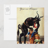 Krampus Kinder in Basket Vakantie Kerst Briefkaart (Voorkant / Achterkant)