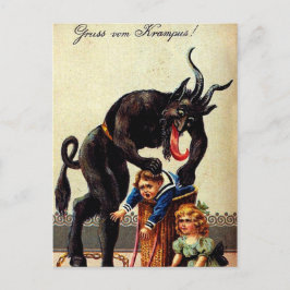 Krampus Kinder in Basket Vakantie Kerst Briefkaart