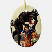 Krampus Kinder in Basket Vakantie Kerst Ornament (Achterkant)