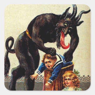 Krampus Kinder in Basket Vakantie Kerst stickers
