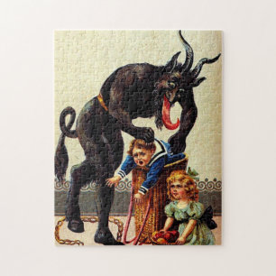 Krampus Kinder in Basket Vakantie Kerstpuzzel Legpuzzel