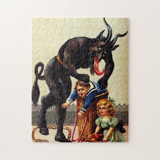 Krampus Kinder in Basket Vakantie Kerstpuzzel Legpuzzel (Verticaal)