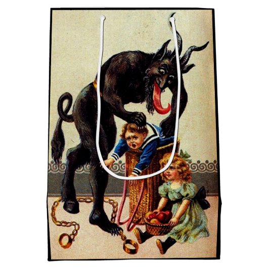 Krampus Kinder in kerstfeestdagen in mandje Medium Cadeauzakje (Achterkant)