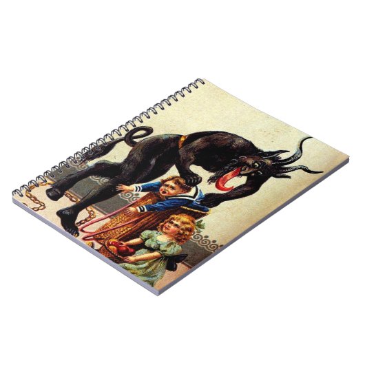 Krampus Kinder in kerstfeestdagen in mandje Notitieboek (Linkerzijde)