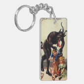 Krampus Kinder in kerstfeestdagen in mandje Sleutelhanger (Voorkant Links)