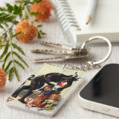 Krampus Kinder in kerstfeestdagen in mandje Sleutelhanger (Voorkant Rechts)