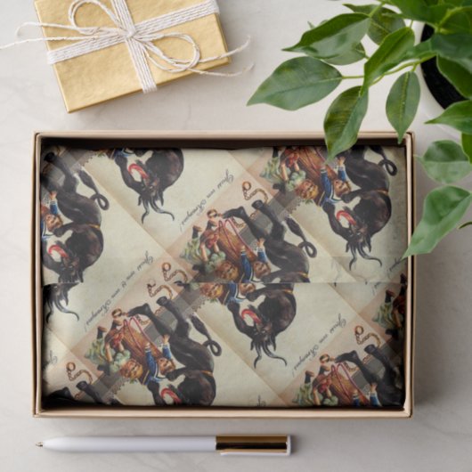 Krampus Kinder in kerstfeestdagen in mandje Tissuepapier (Geschenk)