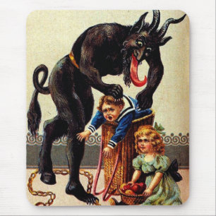 Krampus Kinder in kerstmis in mandje Muismat