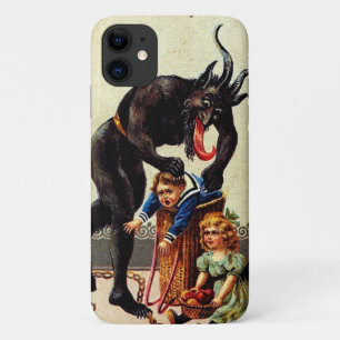 Krampus Kinder in kerstmis met mandje Case-Mate iPhone Case