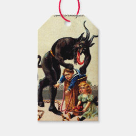 Krampus Kinder in Mand Kerstmis Cadeaulabel