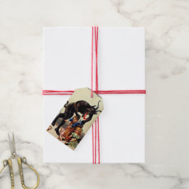 Krampus Kinder in Mand Kerstmis Cadeaulabel