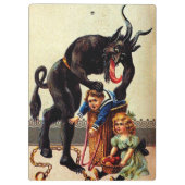 Krampus Kinder in mandje  kerstvakantie Klembord (Achterkant)