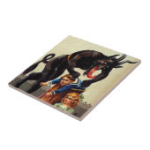 Krampus Kinder in mandje  kerstvakantie Tegeltje (Zijkant)