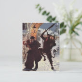 Krampus Kissing Couple straft ontvoering Briefkaart (Staand voorkant)