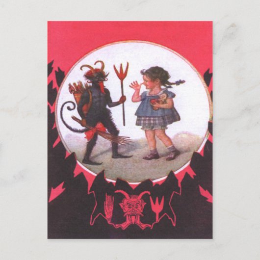 Krampus & Klein Meisje Briefkaart (Voorkant)