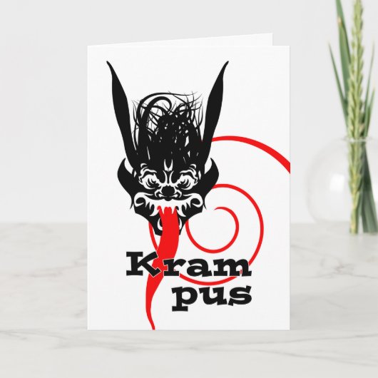 Krampus komt eraan, Krampusnacht beest met tong Feestdagen Kaart (Voorkant)