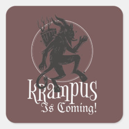 Krampus komt met kerstfeestdag vierkante sticker