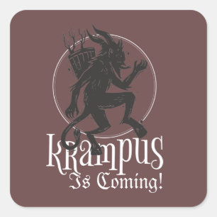 Krampus komt met kerstfeestdag vierkante sticker
