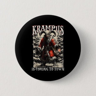 Krampus komt naar de stad Kerstseizoen Kwaadaardig Ronde Button 5,7 Cm