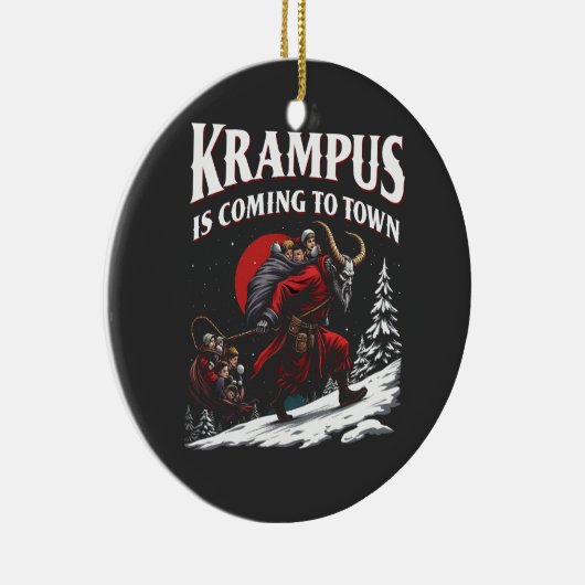 Krampus komt naar de stad Krampus Kerstmis  Keramisch Ornament (Rechts)