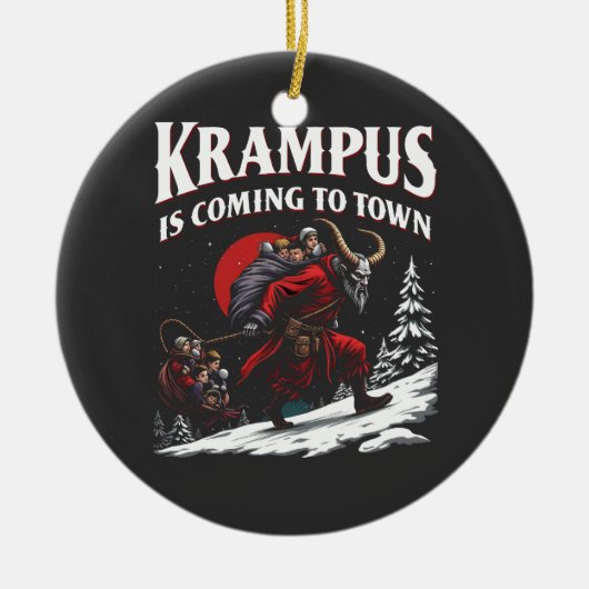 Krampus komt naar de stad Krampus Kerstmis Keramisch Ornament (Voorkant)