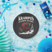 Krampus komt naar de stad Krampus Kerstmis  Papieren Bordje (Feest)