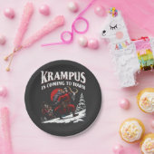 Krampus komt naar de stad Krampus Kerstmis  Papieren Bordje (Feest)