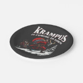 Krampus komt naar de stad Krampus Kerstmis  Papieren Bordje (Gekanteld)