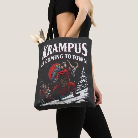 Krampus komt naar de stad Krampus Kerstmis  Tote Bag (Dichtbij)
