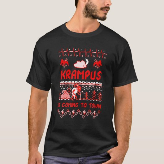 Krampus komt naar de stad met lomp Sweater T-shirt (Voorkant)