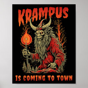 Krampus komt naar kerstvakantie in de stad poster