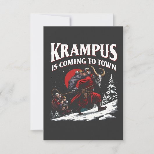 Krampus komt naar stad Krampus Kerstmis Bedankkaart (Voorkant)